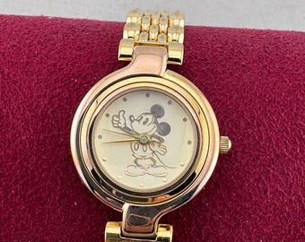 Vintage Jaz Paris Mickey Mouse Watch: Gunmetal Link Bracelet