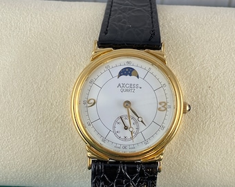 Vintage heren unisex Alfex maanfase quartz horloge Etsy Nederland