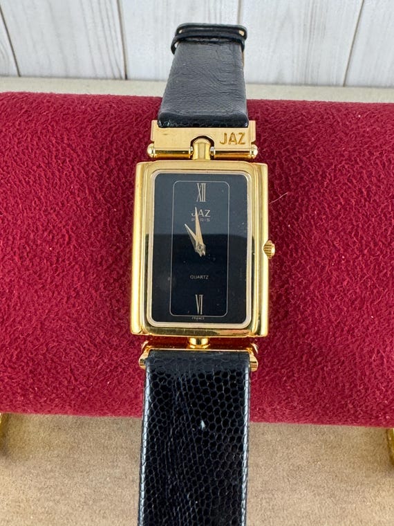 Vintage Jaz Paris Ladies Tank Watch: Gold Plated, Black  display picture 1