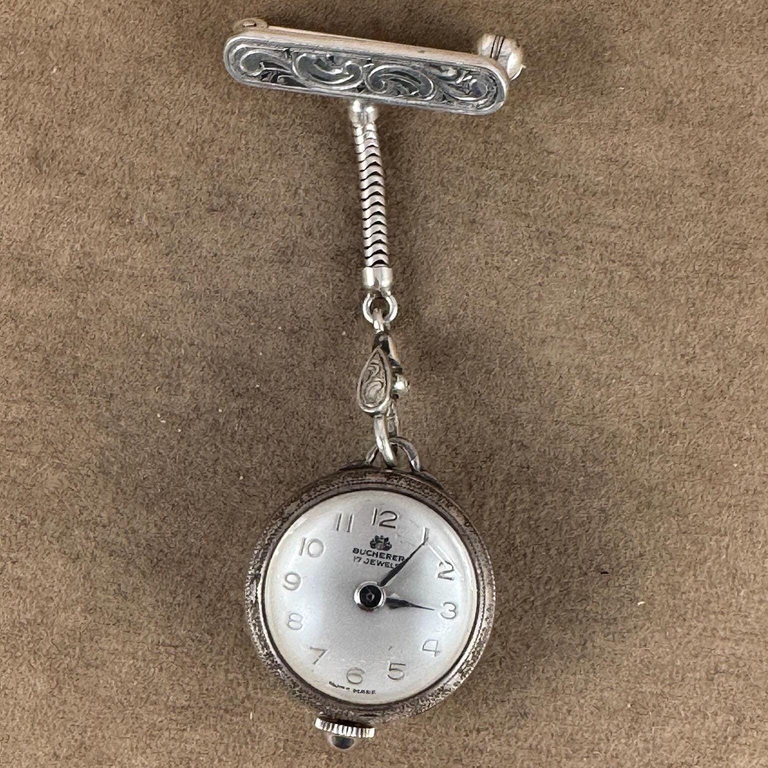 Bucherer SILVER 800 Stamped Pendant Watch 17 Jewel Antique Bucherer Art Deco Women main image 2
