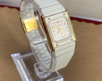 稼働品 SEIKO クオーツ 腕時計　防水　1F21-5A60　ゴールド Vintage Seiko 1F21 5A60 Yellow Dial Lady Quartz Watch Japan
