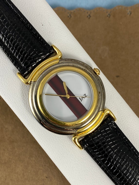 Vintage French JAZ Watch with Red Pearlescent Stri