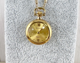Vintage RITMA Gold Pendant Watch Necklace ,swiss Mechanical