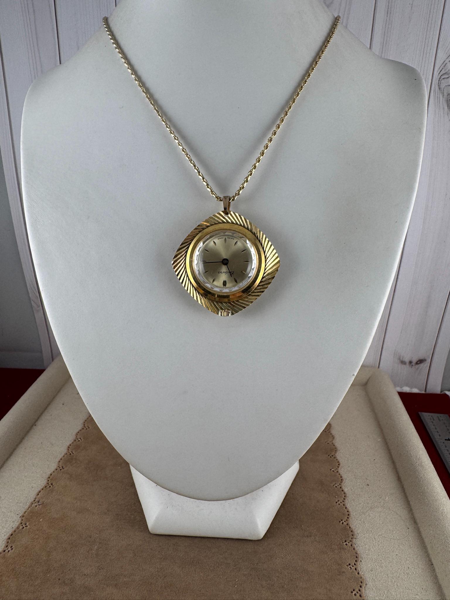 Montre Pendentif Vintage Endura - Remontage Manuel - Boîtier Diamanté - Fonctionne