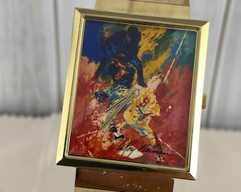 Vintage 1972 "Sliding Home" by legendary artist LeRoy Neiman portraying Jackie Robinson going feet first into home plate Against the Yankees