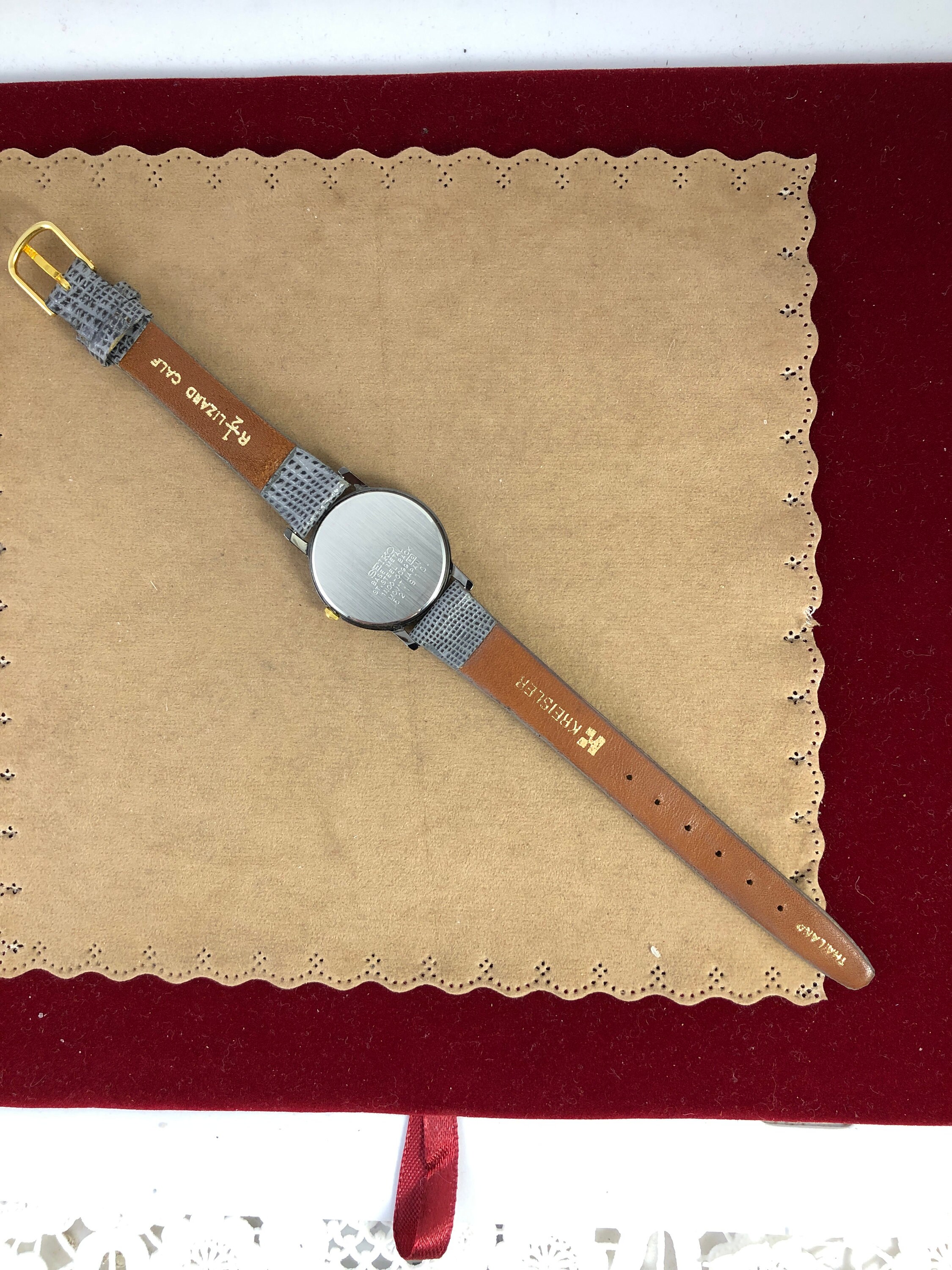 Vintage Seiko Watch With Diamond at 12, Gun Metal Steel