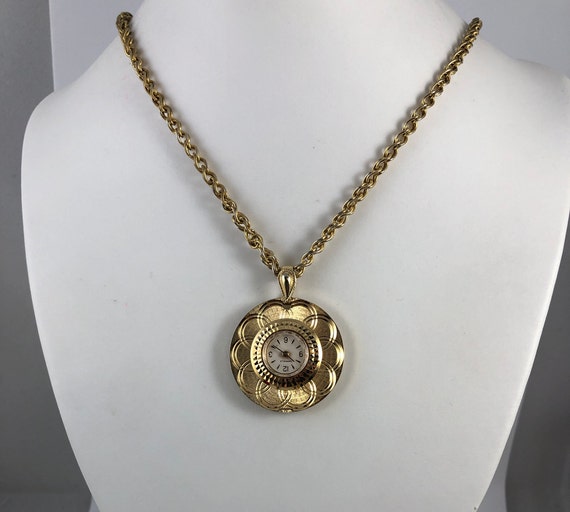Jewel Gold Tone Pendant Watch 