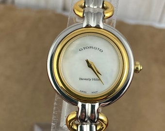 Vintage Giorgio of Beverly Hills Swiss Made Luxury Watch 6.2 Inch Cuff 2 Tone Gold and Silver Link Bracelet Water Restraint Etsy Canada