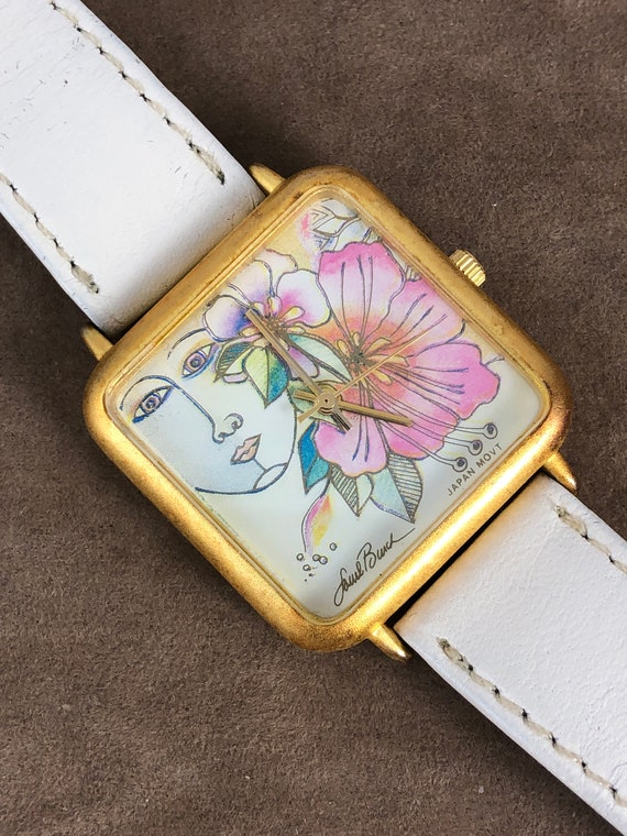 Vintage Laurel Burch Blossoming Woman Watch: Gold Tone  display picture 3