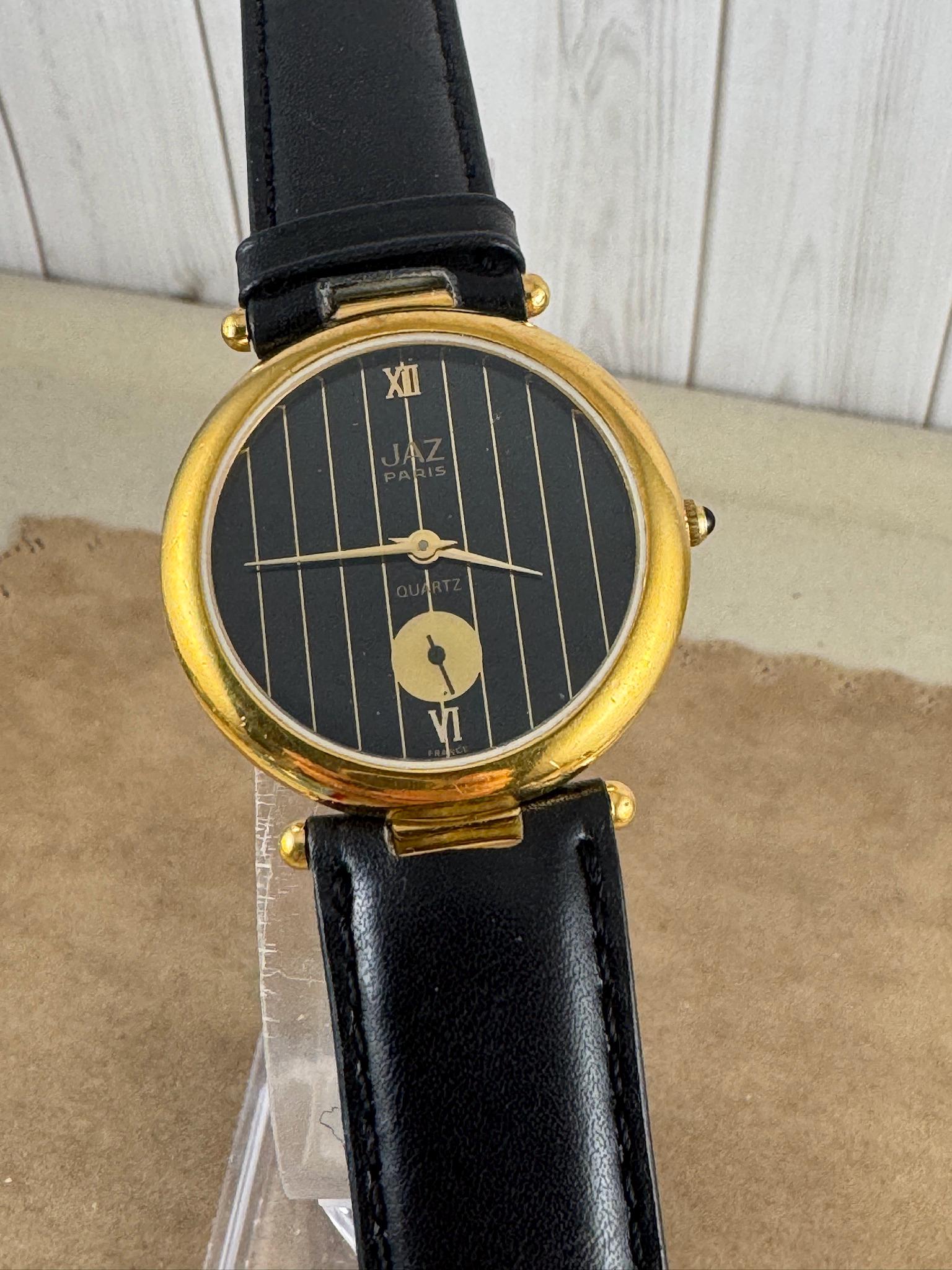 Vintage Jaz Paris Ladies Watch: Black & Gold Dial, Norwegian 