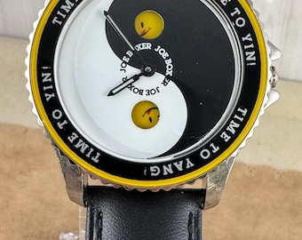 Vintage Joe Boxer Yin Yang Smiley Face Watch: Rotating Bezel