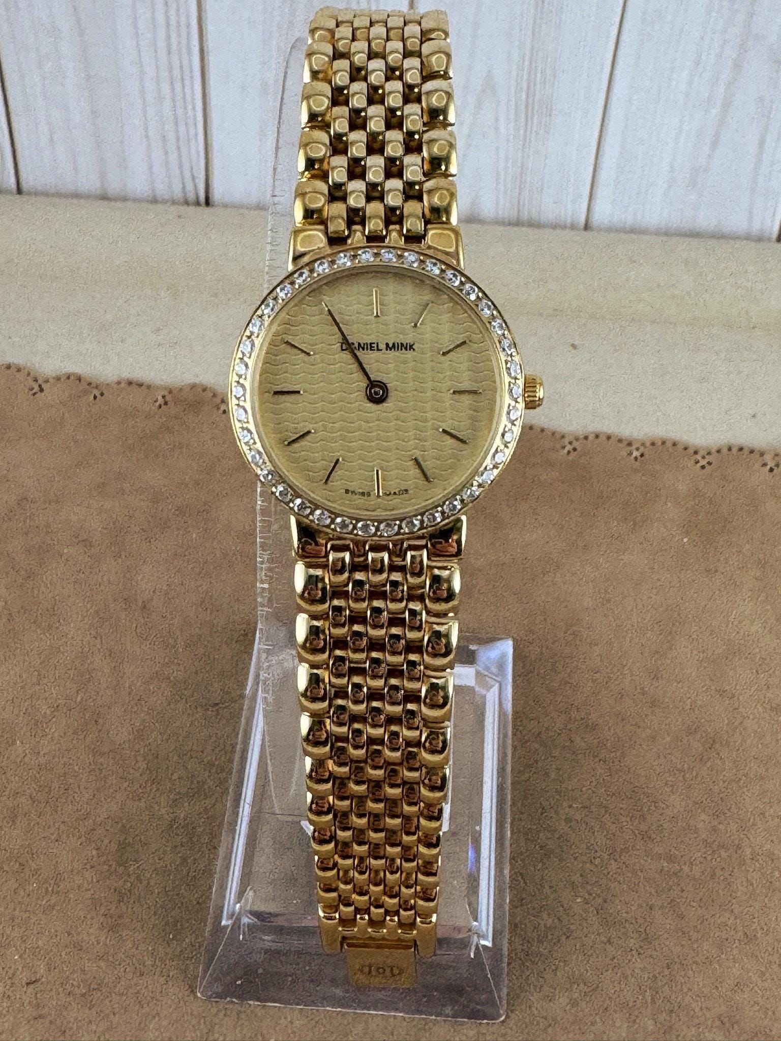 Vintage Daniel Mink Swiss Watch: 18K Gold Plated Crystal  display picture 2
