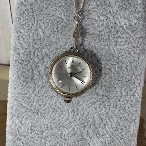 Vintage Bucherer Ball or Orb Pendant Watch with 28 inch Swiss .800 Silver Necklace 17 jewel Wind Up Engraved Swiss .800 Silver and Running