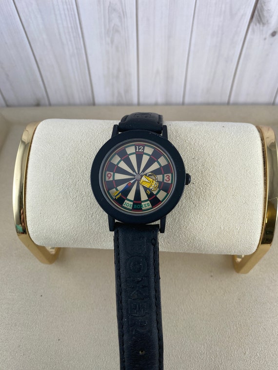 Vintage Joe Boxer Darts Watch: Rotating Bear Mug, Dartboard Face