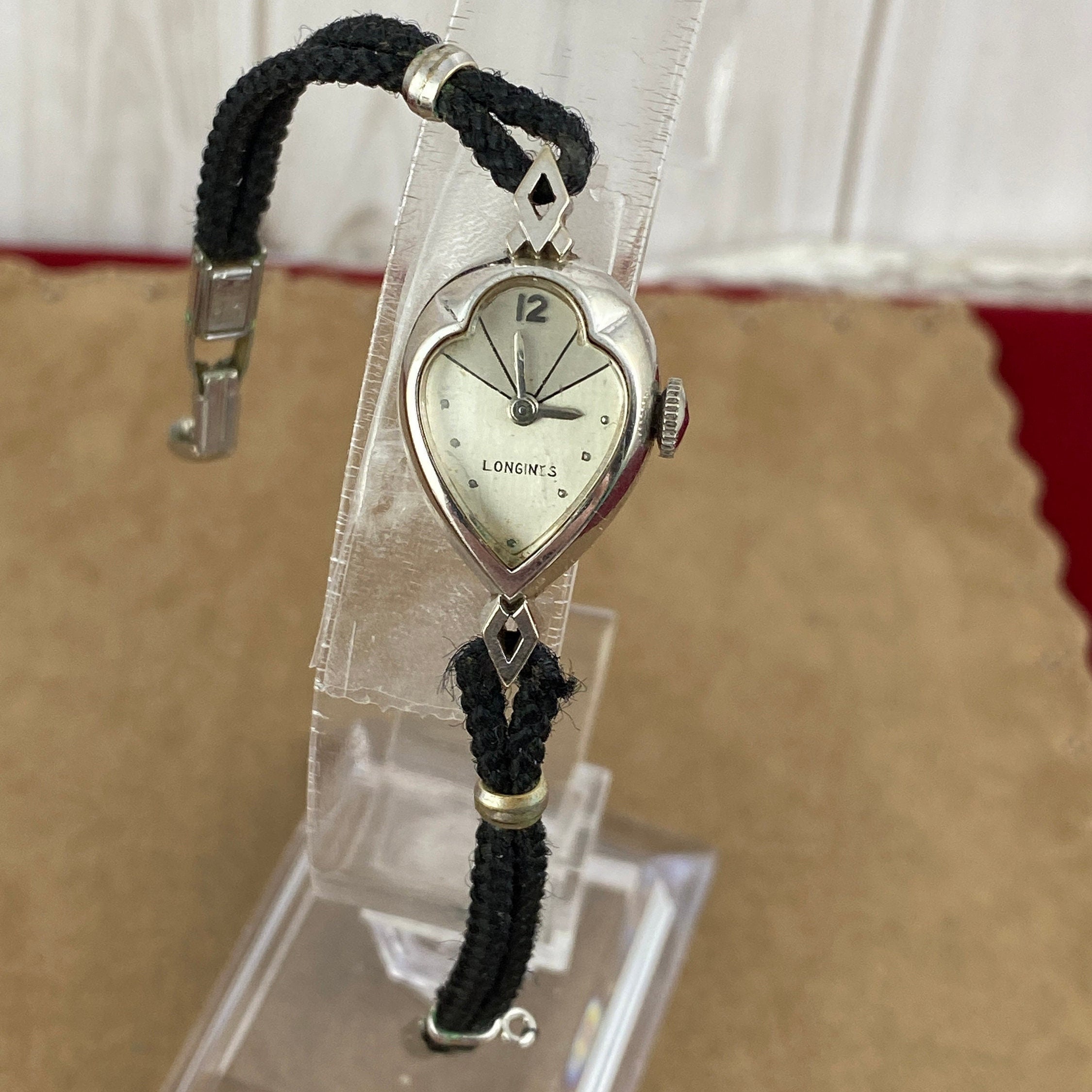 Vintage 1940s Longines Art Deco 10K White Gold Filled Watch