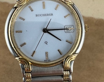 Vintage Bucherer Swiss Quartz Watch: Two-tone Stainless Steel