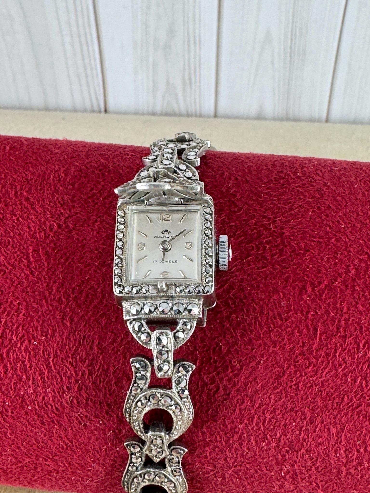 Vintage Elegant 1950\'s Bucherer Ladies Swiss Made Marcasite Peak-A-Boo Watch Vintage-Elegant-1940 main image 3