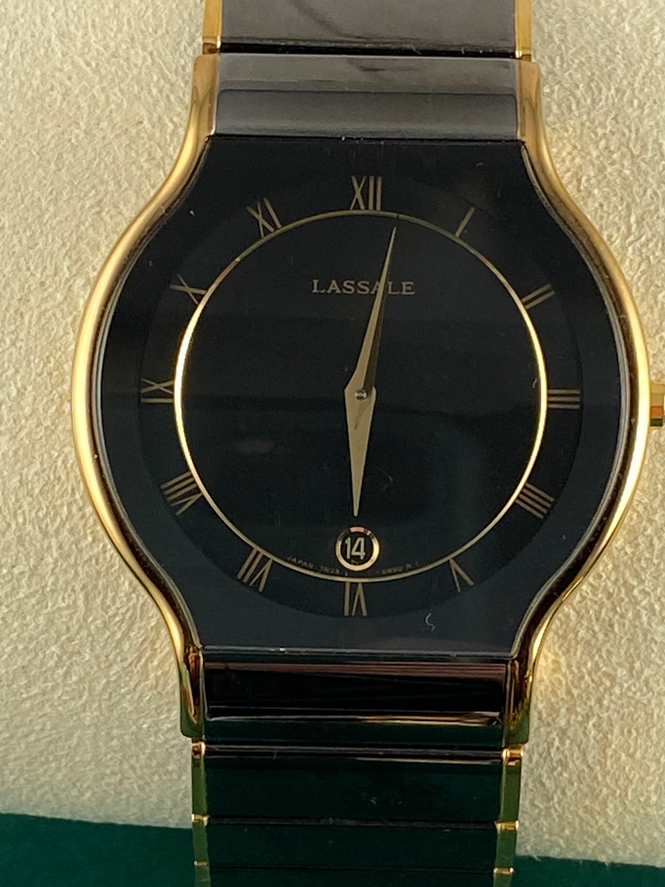 Vintage Lassale Seiko Watch: Black & Gold Roman Numeral  display picture 2