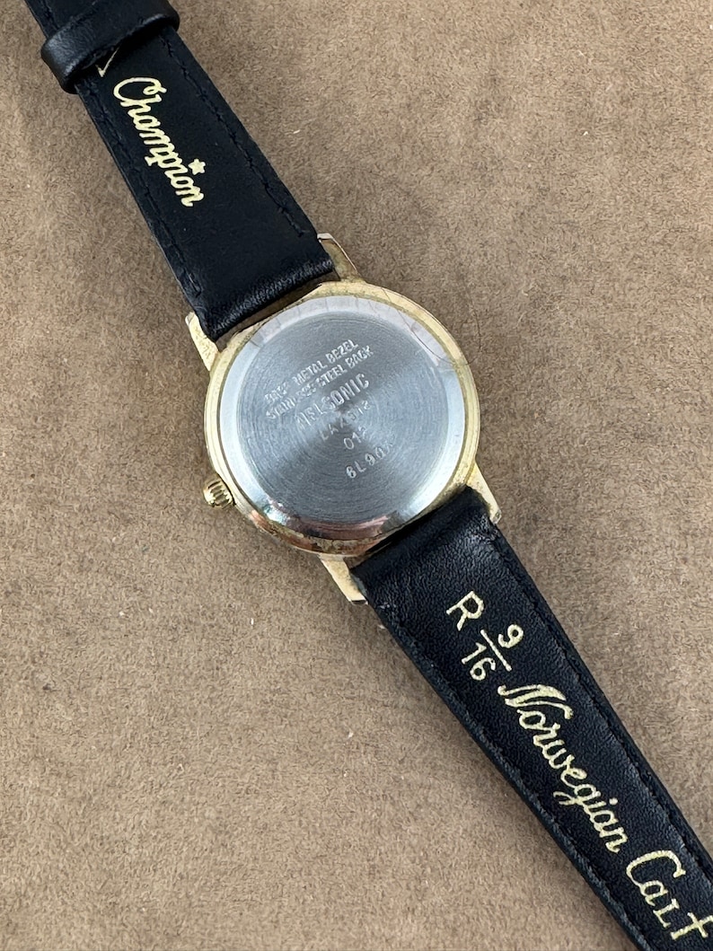 Vintage LA Express Gold tone moonphase watch with Roman Numerals image 6