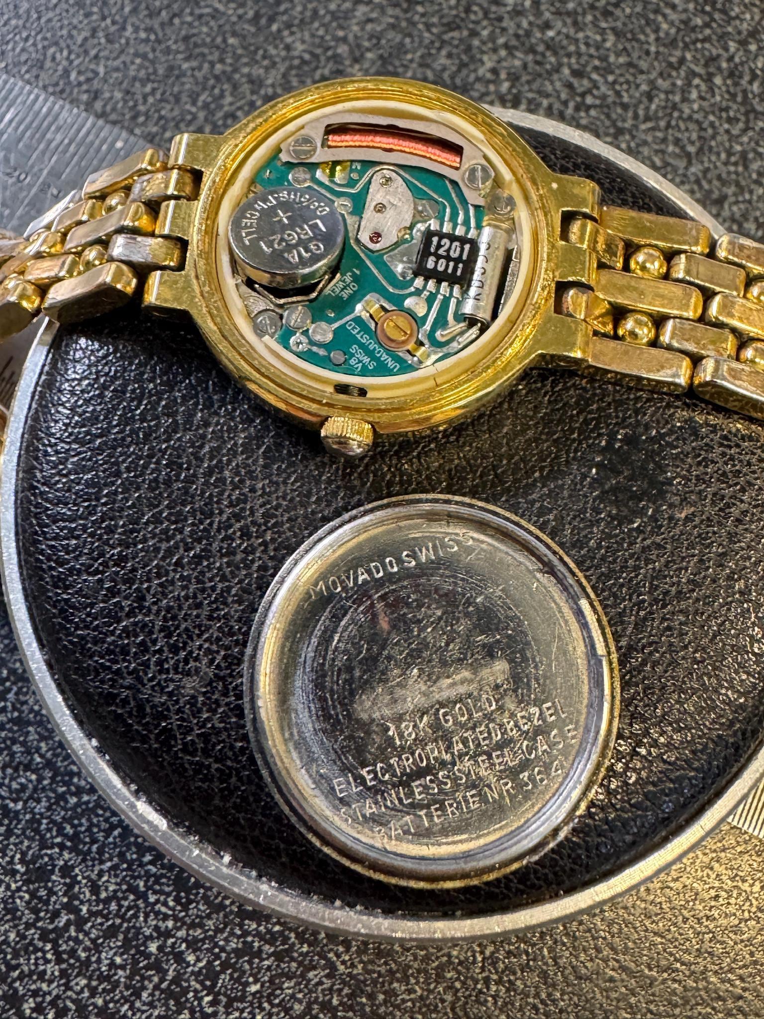 Vintage Movado Palio Watch Gold Tone Swiss Movement Link 
