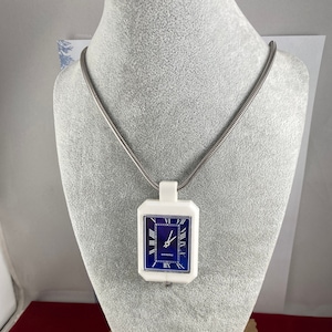Vintage Parker 17 Jewel Swiss Made Pendant Watch Plexi Glass Case comes with 24 inch Silver tone Snake Necklace