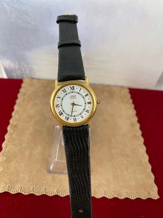 Vintage Jaz Paris Watch: Gold Plated, Roman Numerals, Lizard  display picture 3