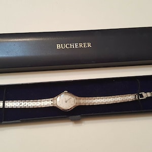 Vintage Ladies Bucherer Watch  Silver Tone Battery 1970