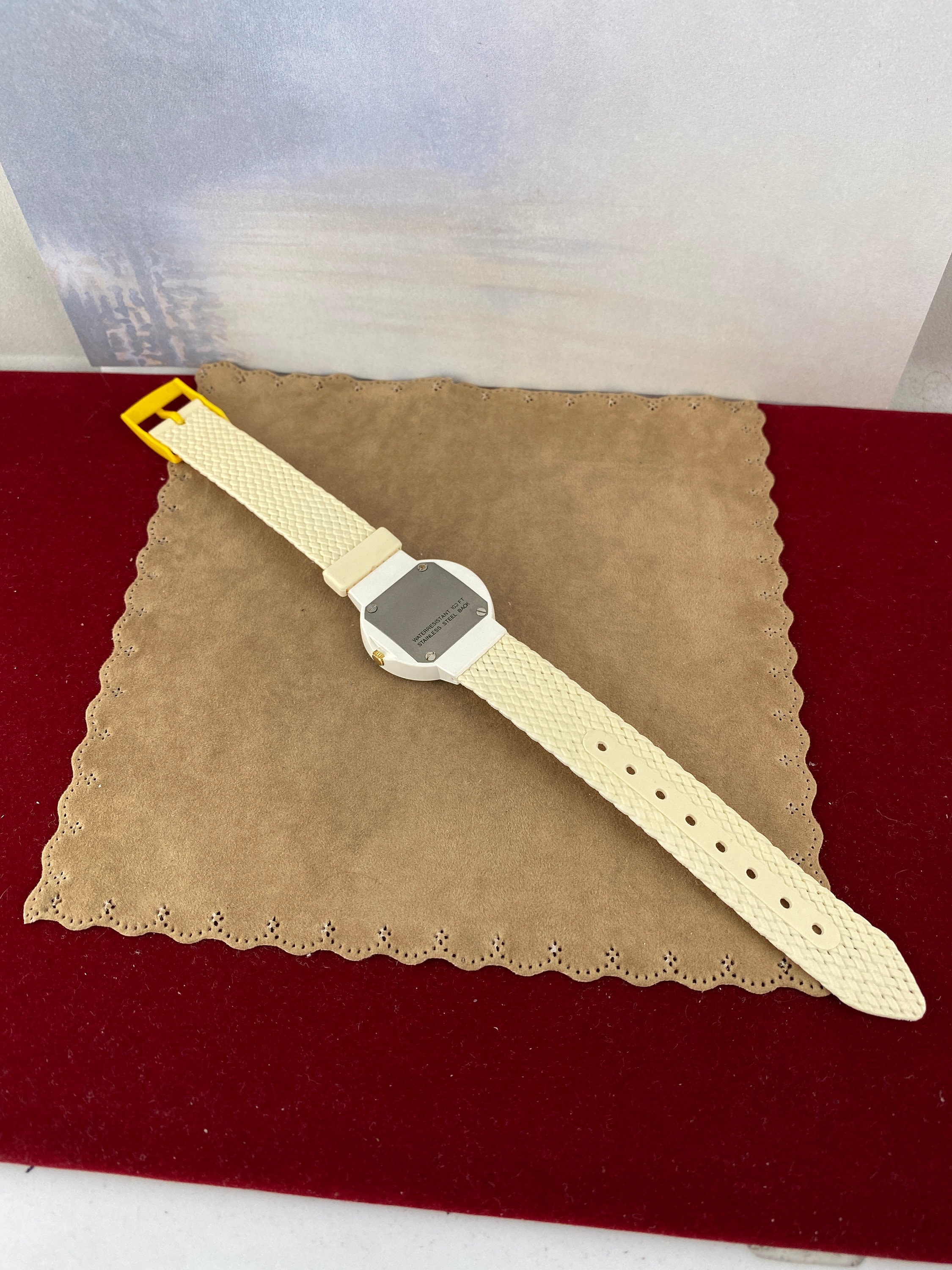 New Old Stock Swiss Made Giorgio Watch Vintage Giorgio Beverly Hills Swiss Watch: Yellow & White  main image 2