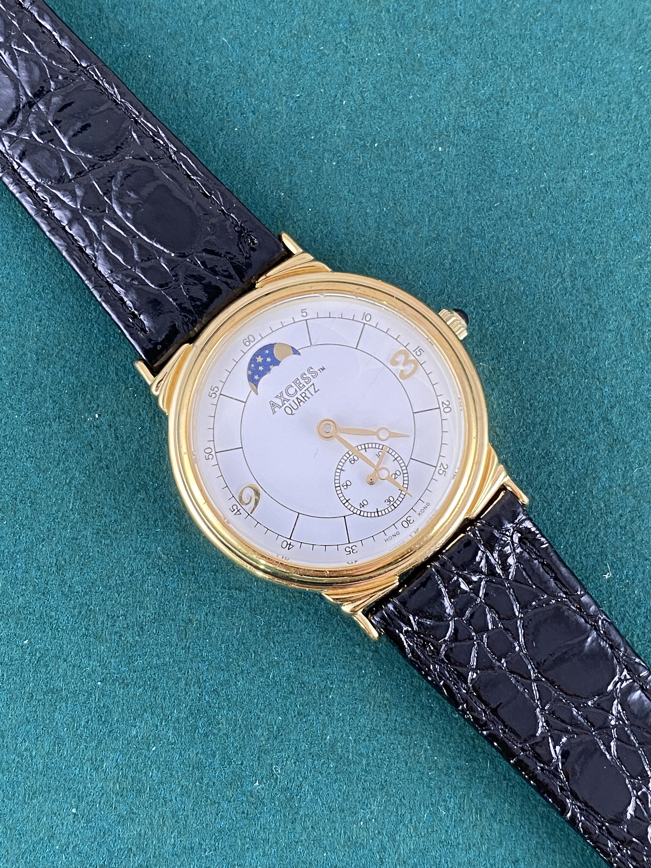 Vintage Axcess Moonphase Watch: Gold Tone & Stainless Steel  display picture 1