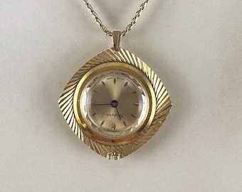 Vintage Jowissa Swiss Made Pendant Watch – Gold Tone Faceted  display picture 1