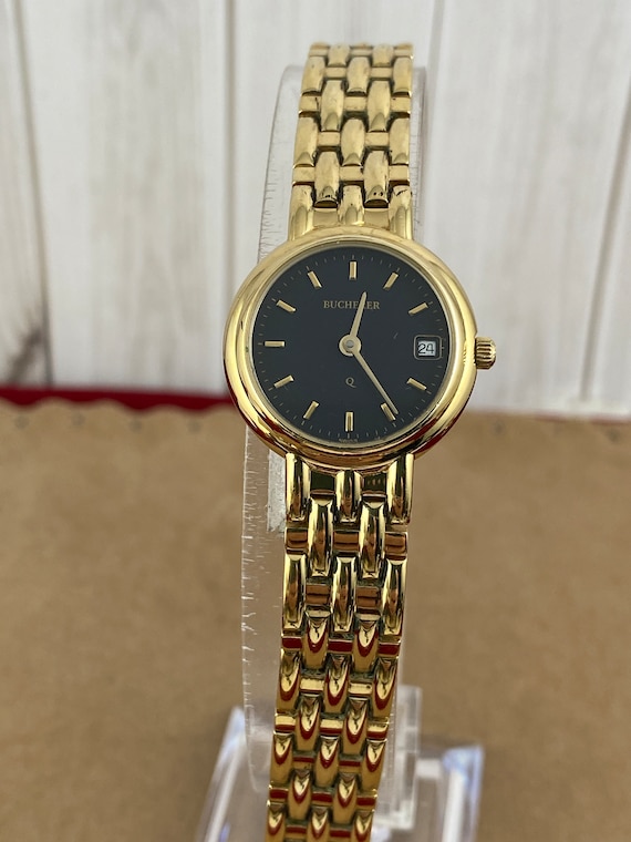 Vintage 1990's Bucherer Ladies Wrist Watch 18K Go… - image 1