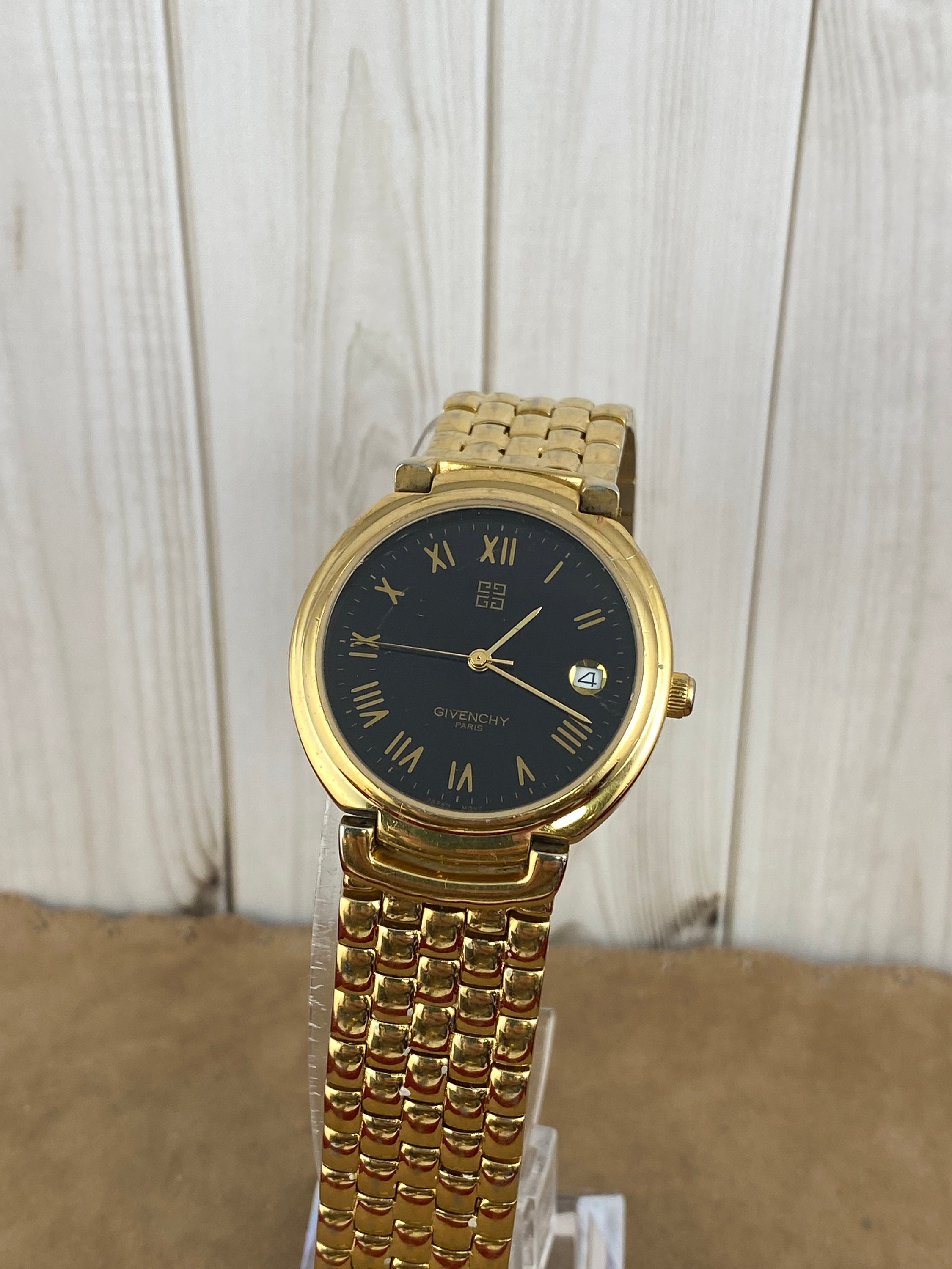 Reloj Vintage Givenchy Paris 18K 10Micron Gold Plated Date en - Etsy España