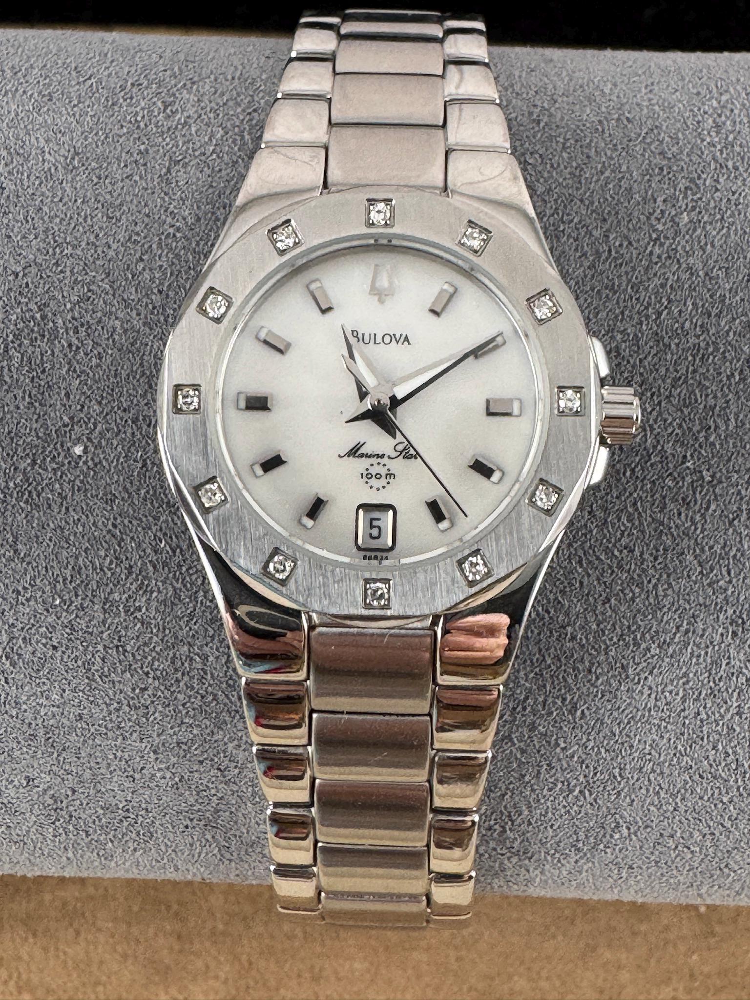 Vintage A4 Bulova Marine Star 100M Diamond Watch Stainless 