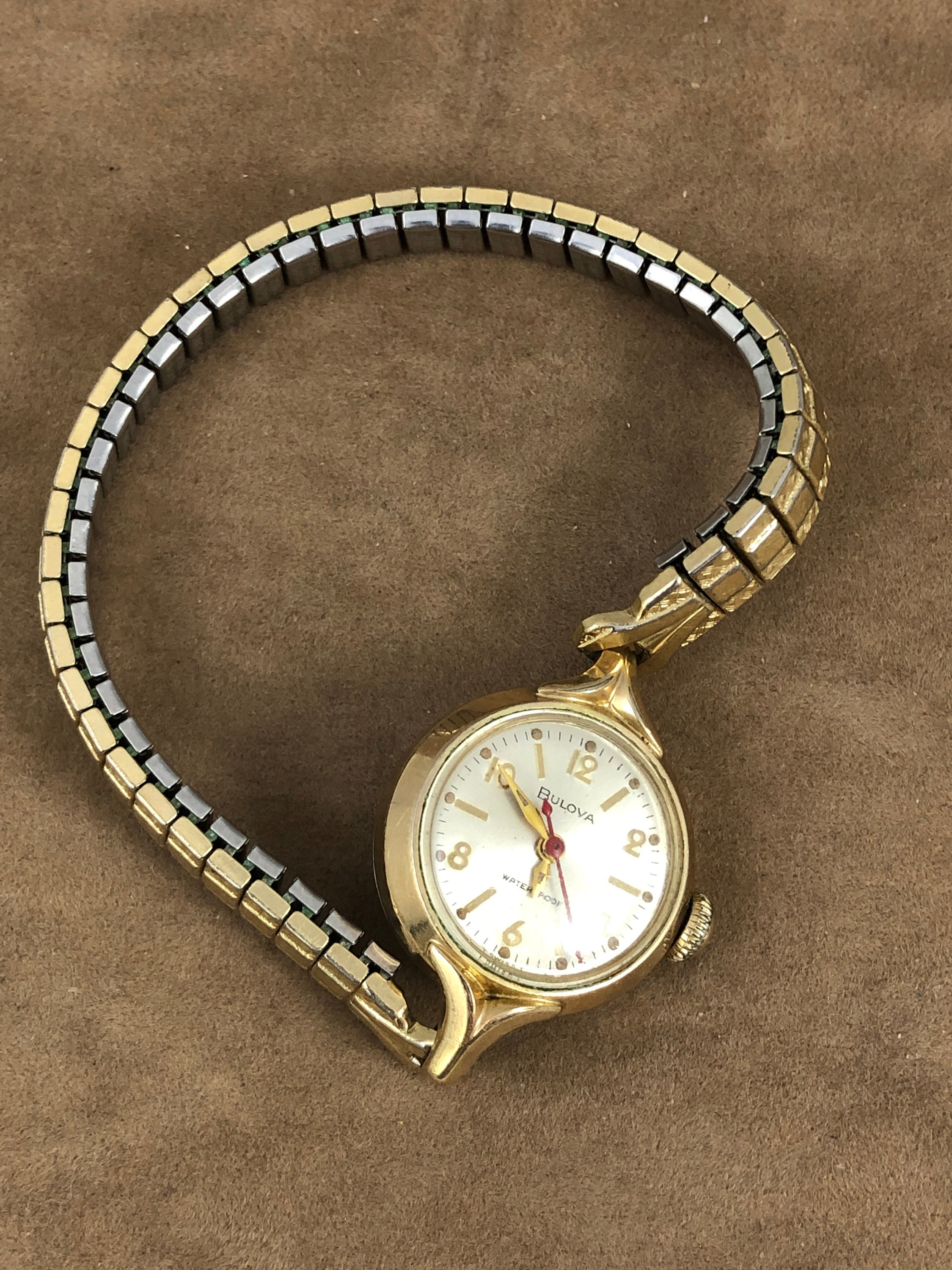 Vintage 1960 s Bulova M6 10K Yellow Gold Rolled filled Ivorycollored Dial Gold Hands Red Second Hand Water Proof Works Great Condition Etsy Canada