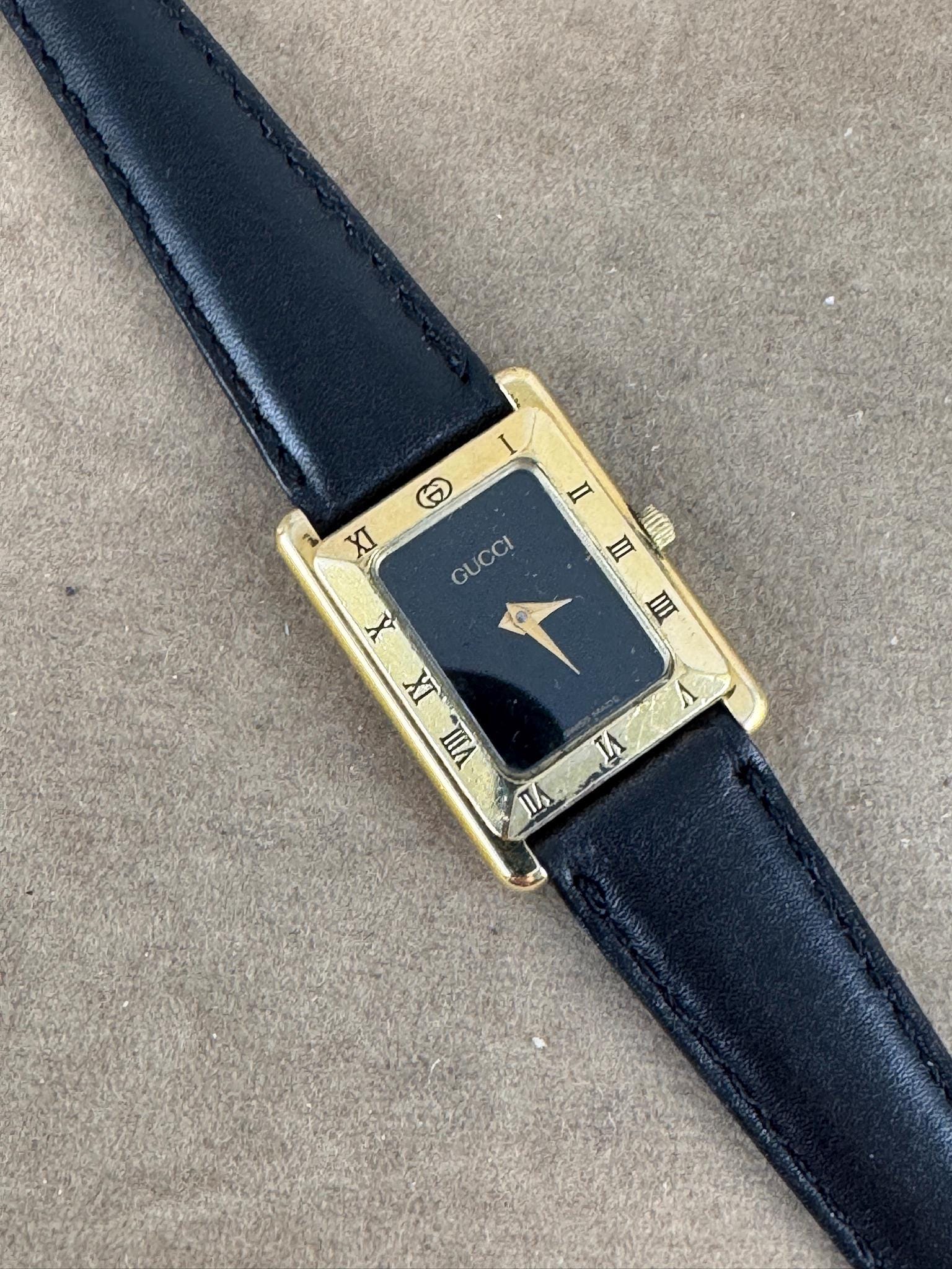 Vintage Super Thin Gucci 4200L 18 Karat Gold Plated Watch New JC