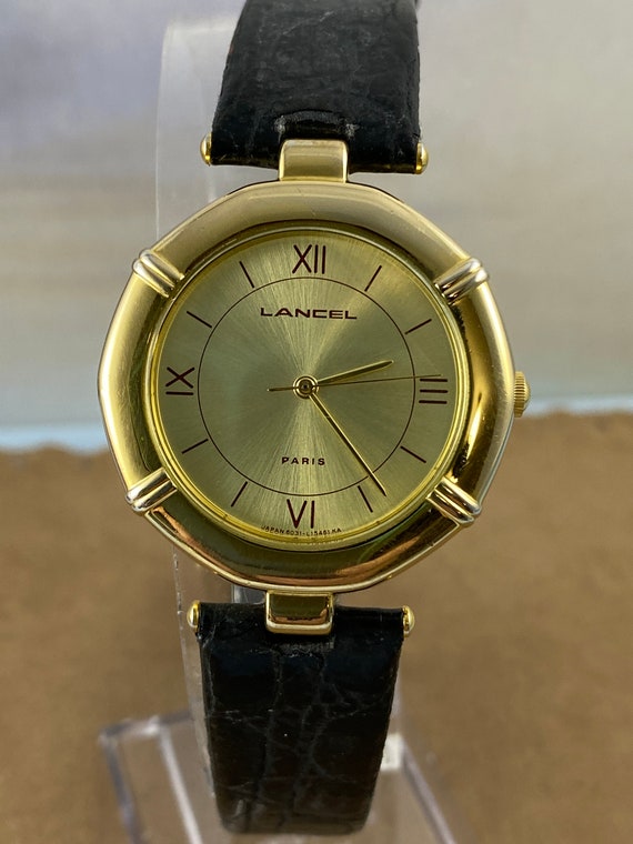 Vintage Lancel Paris Gold Watch Roman Numerals