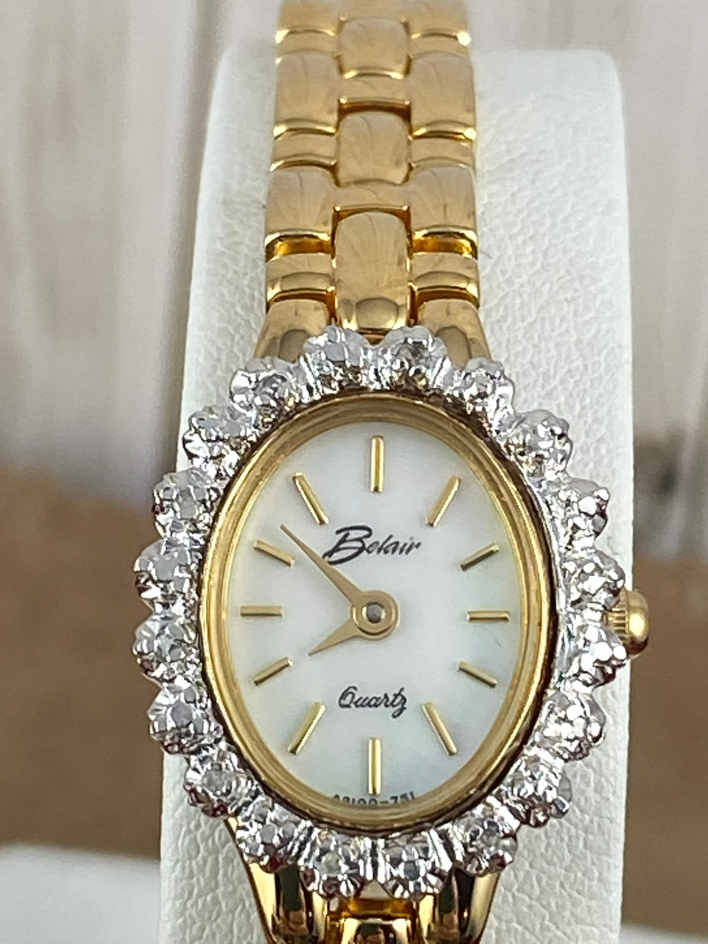 Vintage NEW Belair Diamond Watch American Made With Swiss Quartz Movement 18K Gold Plated 10 Microns With 7.5 Inch Gold Link Bracele Etsy Canada