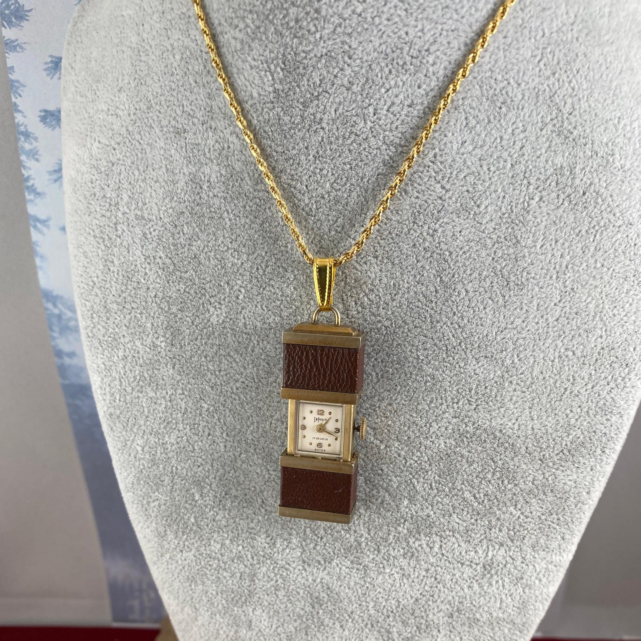 Collier Montre Pendentif Vintage Dominique 17J - Extra Clean, Occasion élégant