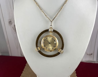 Vintage Belair 12 kt vergulde hanger ketting verpleegsterhorloge
