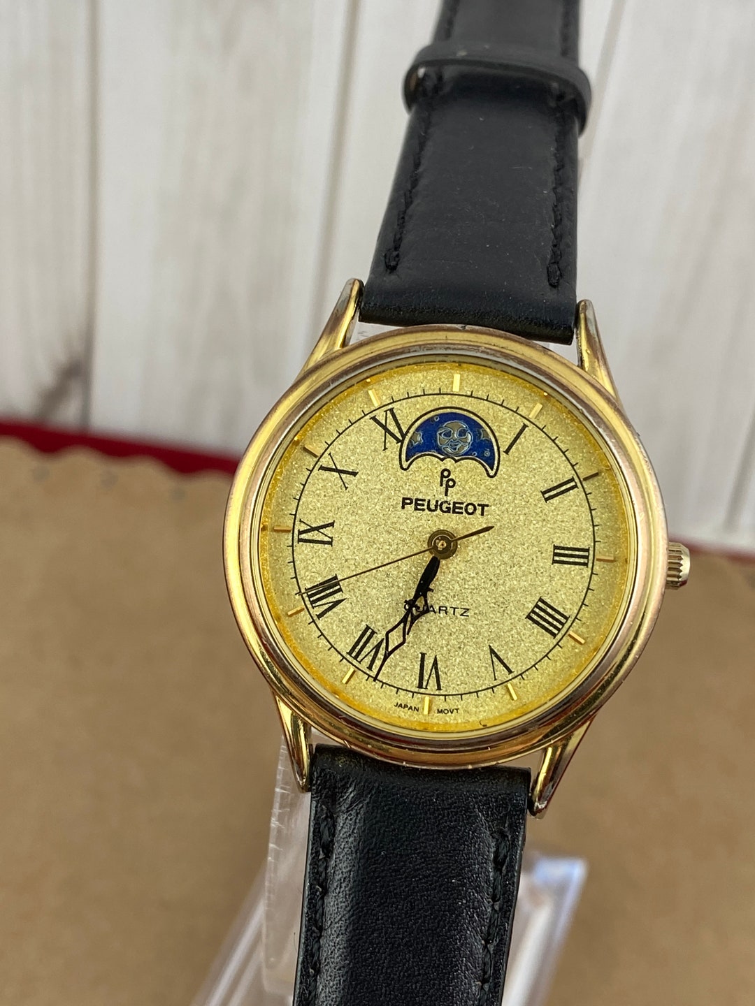Vintage Peugeot Moon Phase Unisex Watch 2 Tone Gold and Silver and