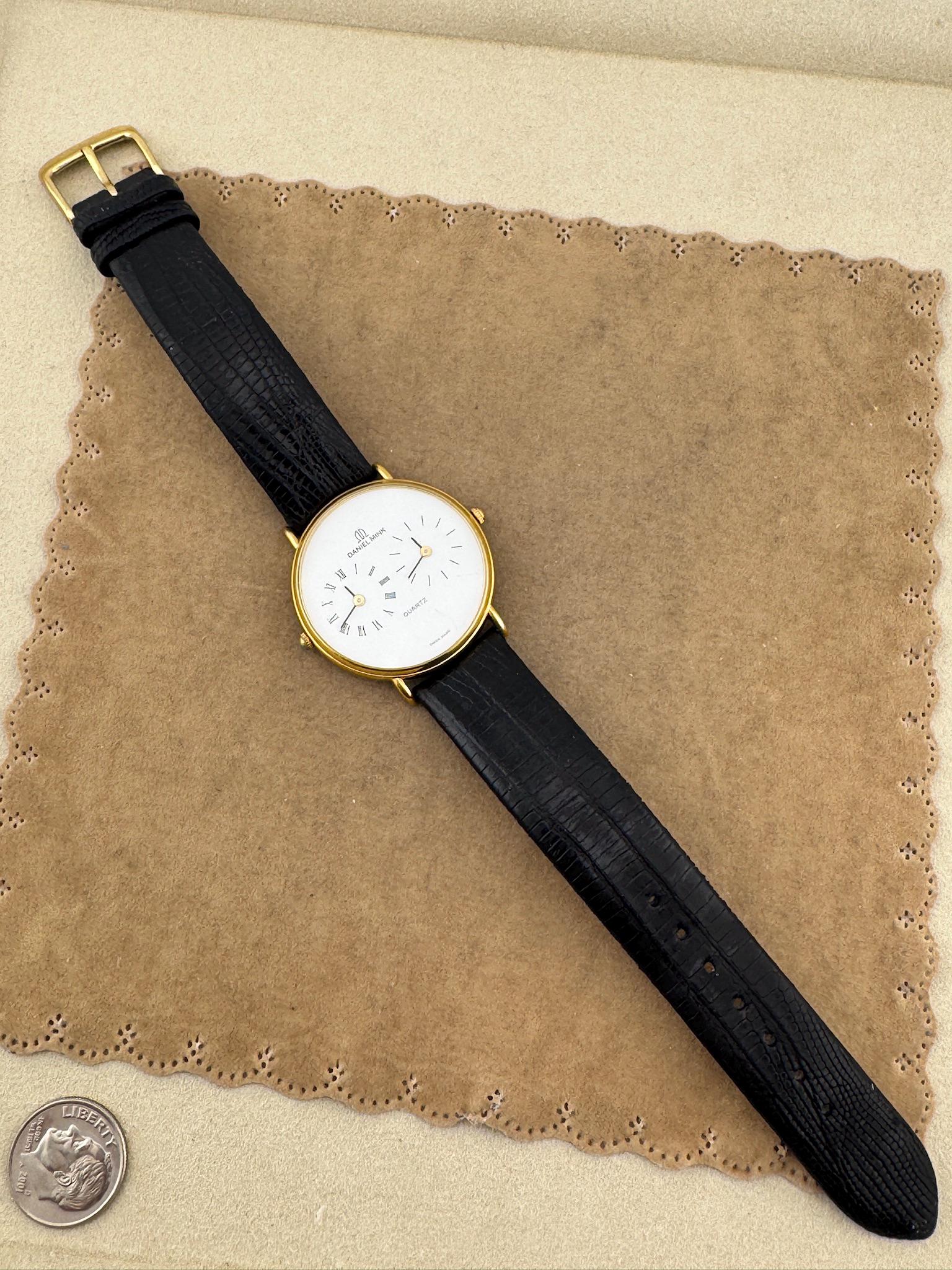 Vintage Daniel Mink Dual Time Watch: Swiss-made 18K Gold Plated - Etsy