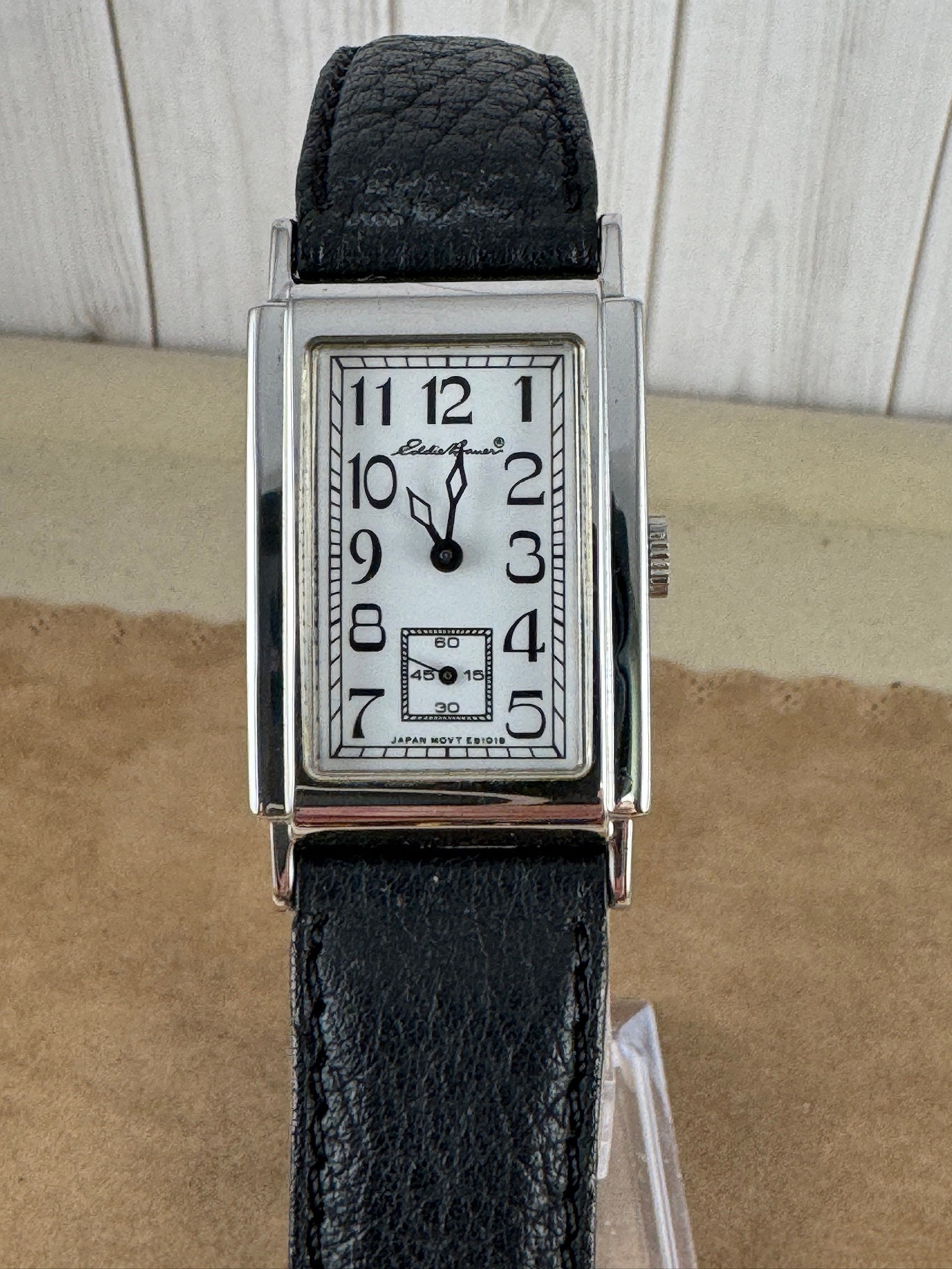Vintage Extremely Rare Eddie Bauer 70th Anniversary Tank Watch Silver Tone Black Original Strap With Japan Movement Etsy Canada