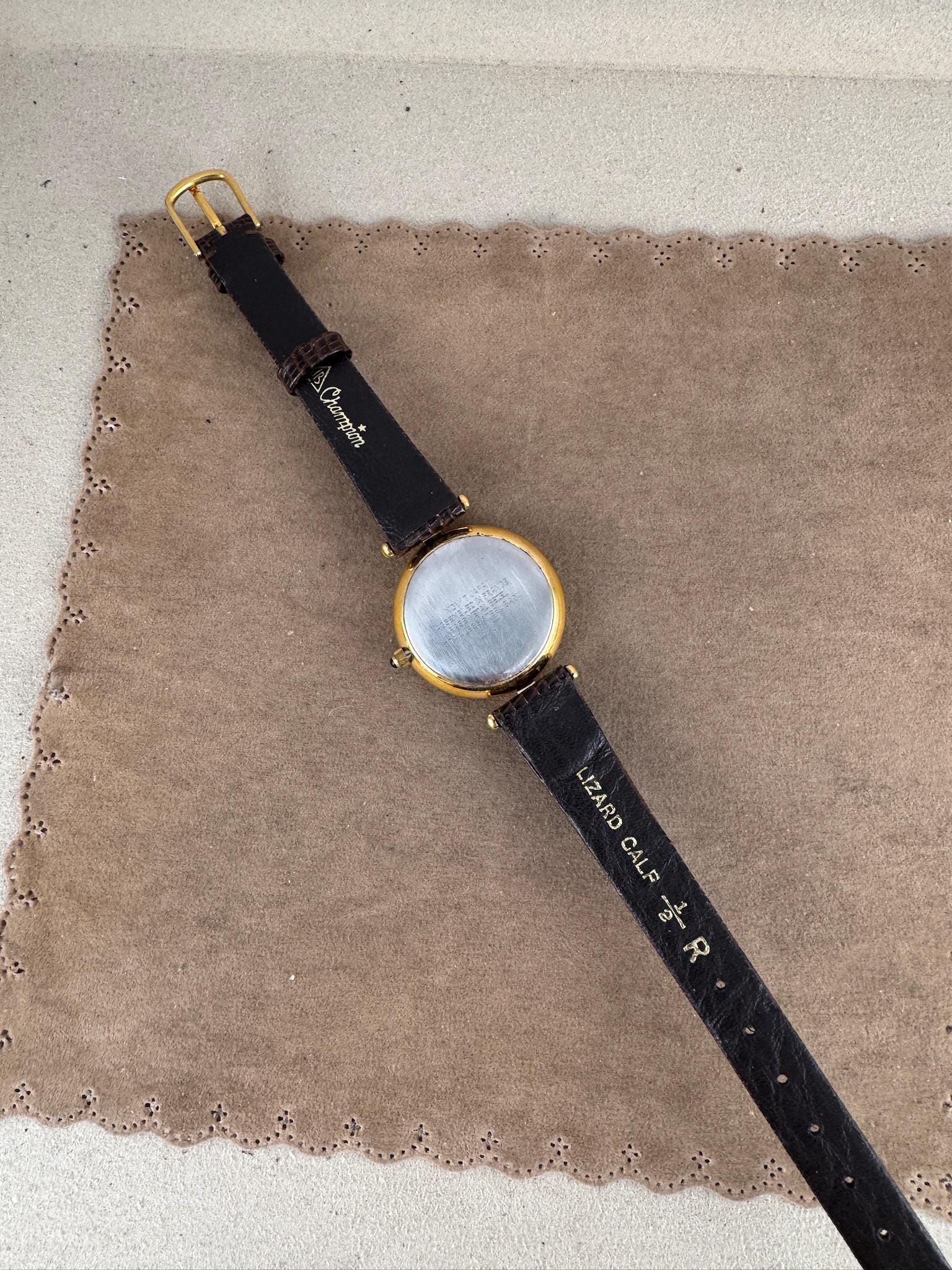 Vintage Jaz Paris Moonphase Watch: 18K Gold Plated, Brown  display picture 2