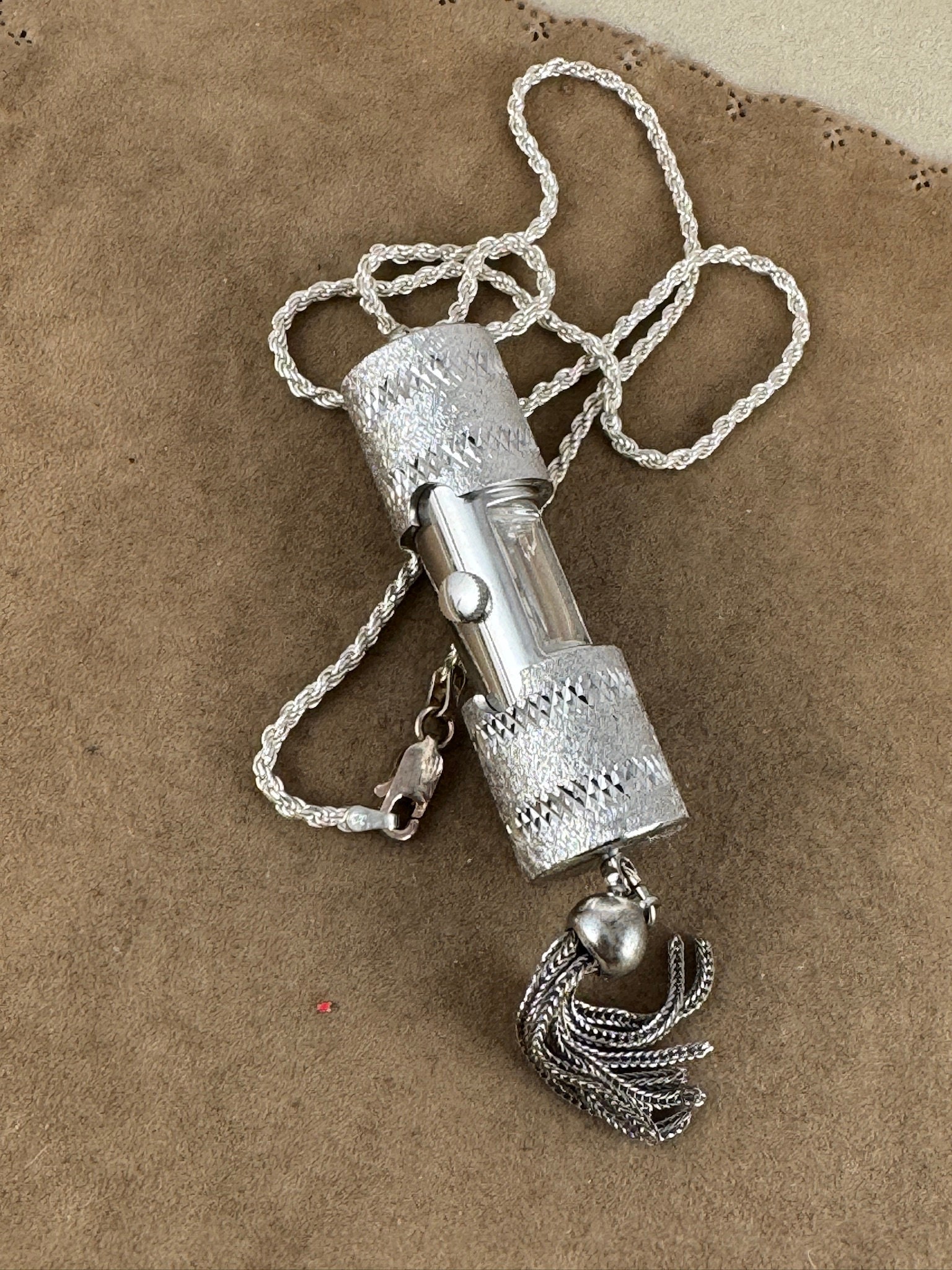 Vintage Bucherer Swiss Watch Pendant Necklace: Silver Tone 