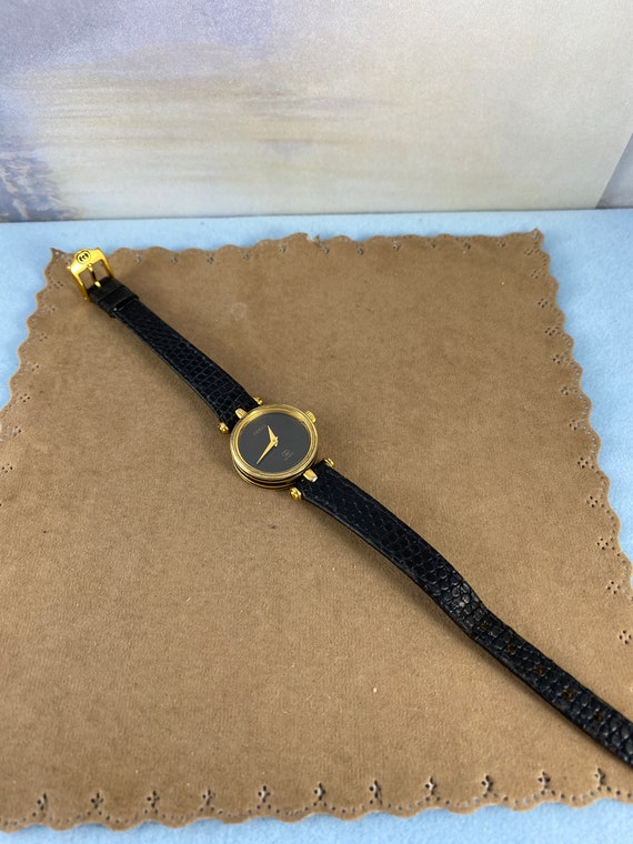 Vintage Gucci Black Enamel Stack Watch 8 Inch Original Black 