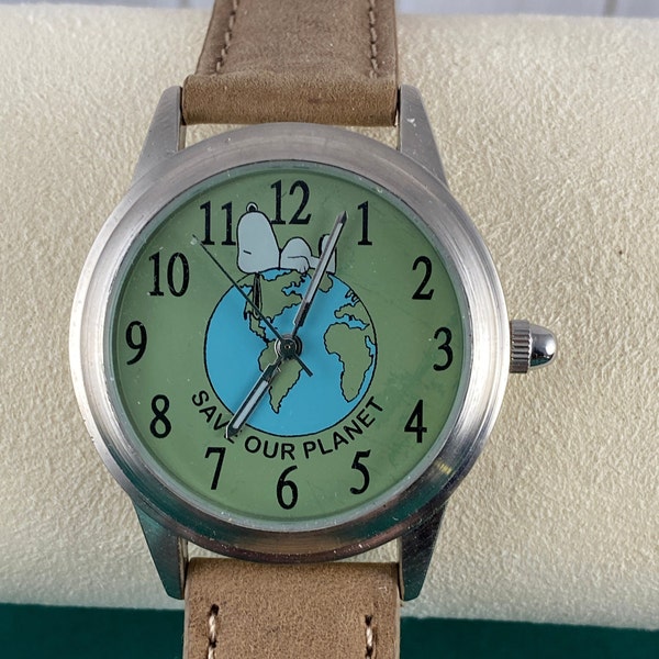 Vintage New in Box Original Vintage Snoopy Earth day Save Our Planet Watch Licensed in  American Syndicate Peanuts