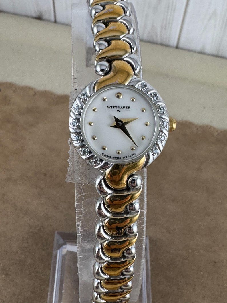Montre Vintage Pour Femme - Ton Or Wittnaur Avec Bracelet Tissé - Occasion