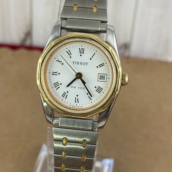 Vintage Tissot 18 Karat Plated Gold and Stainless steel Swiss Made Dress Watch Mineral Crystal