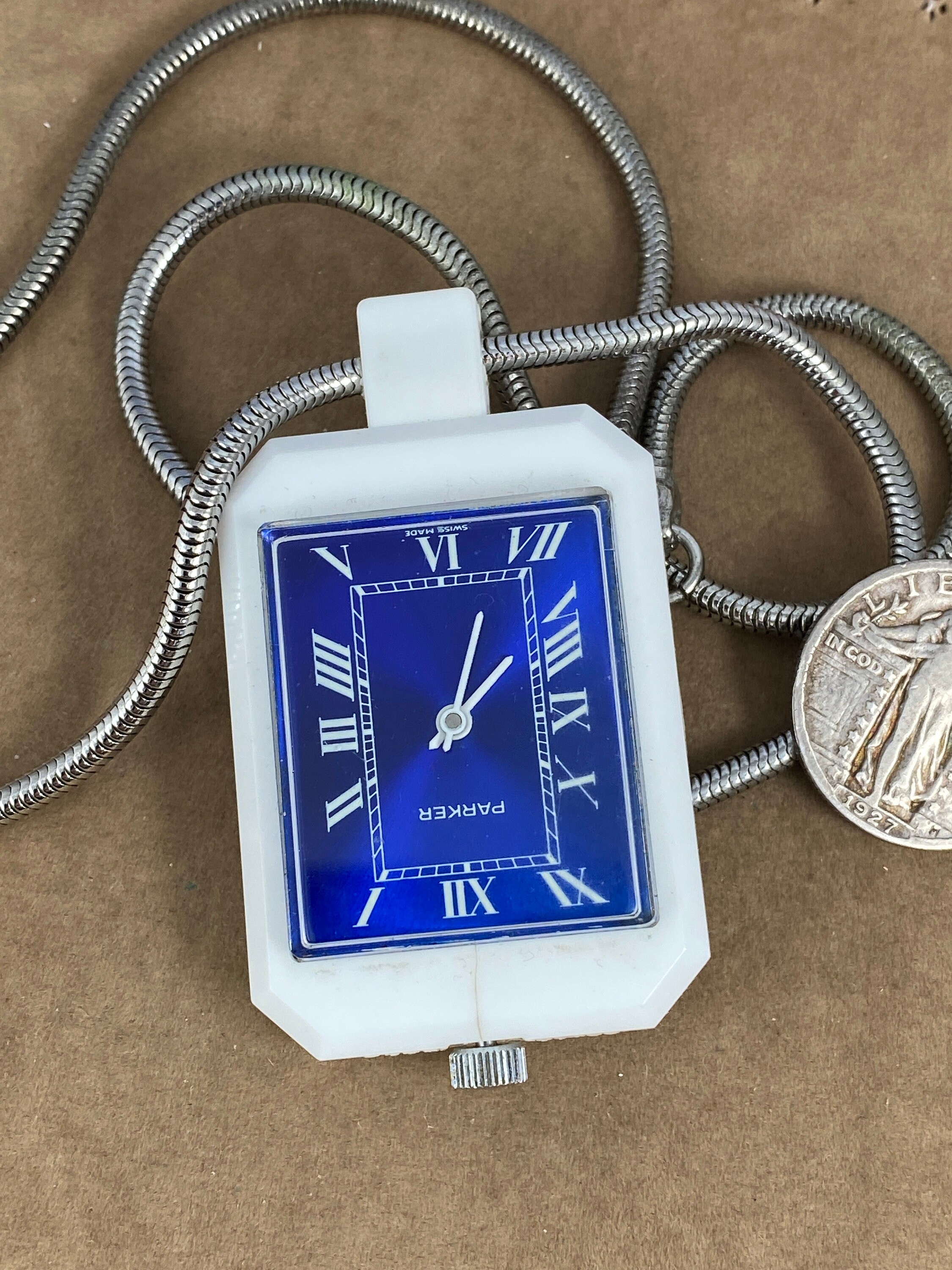 Vintage Parker 17 Jewel Swiss Made Pendant Watch Plexi Glass Case Comes With 24 Inch Silver Tone Snake Necklace Etsy Australia