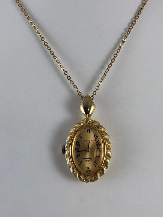 Vintage Jules Jurgensen Ladies Pendant Watch Gold… - image 3